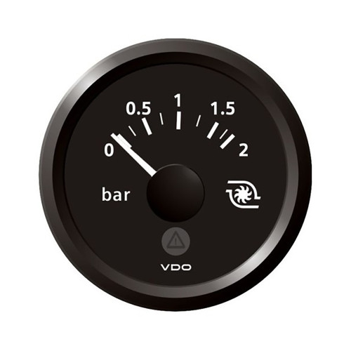 VDO Marine 2-1\/16" (52mm) ViewLine Boost Pressure Gauge 2 Bar\/30 PSI - 8-32V - Black Dial  Triangular Bezel