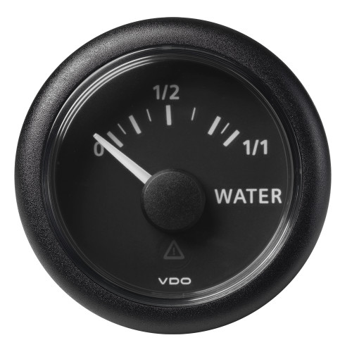 VDO Marine 2-1\/16" (52mm) ViewLine Fresh Water Resistive 0-1\/1 - 8-32V - 3-180 OHM - Black Dial  Round Bezel