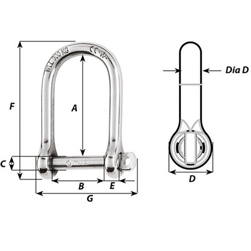 Wichard Self-Locking Large Opening Shackle - 10mm Diameter - 13\/32"