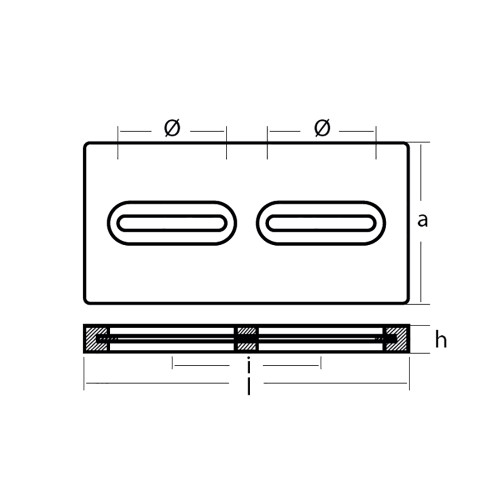 Tecnoseal Rectangular Zinc Plate Anode w\/Inserts - 12" x 6" x 1"