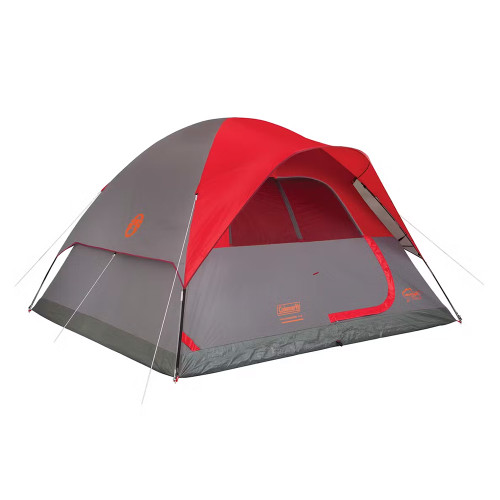 Coleman 4-Person Flatwoods II Lightweight Dome Camping Tent - Red
