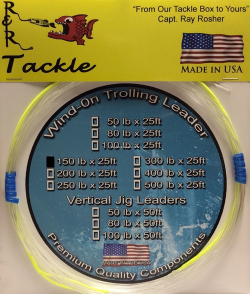R&R Wind On Leader 130Lb 25' Clear w/ Hi Vis Loops