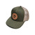 The Qualified Captain Leather Patch Trucker Hat - Army Olive/Tan