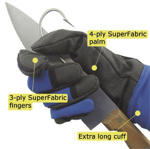 Hi-Seas Sea Grip Premium Non-Slip Gloves Large Gray/Blue 