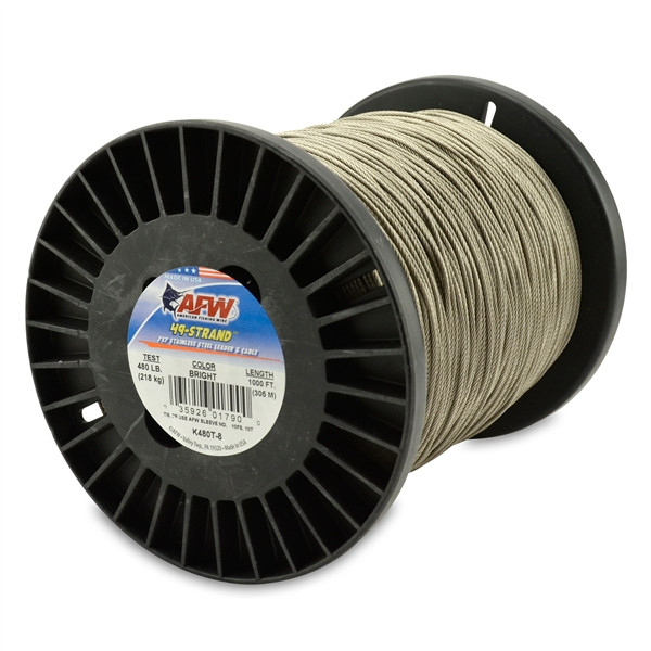 AFW - 49 Strand, 7x7 Stainless Steel Shark Leader Cable - Bright - 1000 Feet | Fish307.com