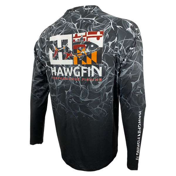 HAWGFIN PERFORMANCE LONG SLEEVE - MARYLAND NO SURRENDER COBIA ROCKFISH - SHARK  SKIN COLOR