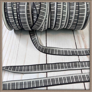 Piano Keys Music 5/8" FOE Ribbon Fold Over Elastic By The Yard Picture 0 Piano Keys Music 5/8" FOE Ribbon Fold Over Elastic By The Yard Picture 0