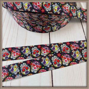 Sugar Skulls 7/8" Grosgrain Ribbon By The Yard Picture 0 Sugar Skulls 7/8" Grosgrain Ribbon By The Yard Picture 0
