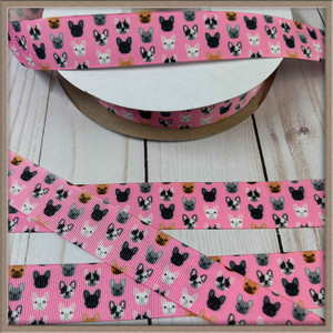 French Bulldogs 1" Grosgrain Ribbon By The Yard Picture 0