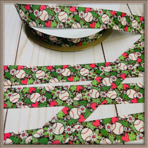Floral Baseball 1" Grosgrain Ribbon By The Yard Picture 0 Floral Baseball 1" Grosgrain Ribbon By The Yard Picture 0