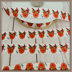 Red Nose Reindeer 1" Grosgrain Ribbon By The Yard Picture 1 Red Nose Reindeer 1" Grosgrain Ribbon By The Yard Picture 1