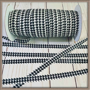 Black and White Houndstooth 5/8" FOE Ribbon Fold Over Elastic By The Yard Picture 1 Black and White Houndstooth 5/8" FOE Ribbon Fold Over Elastic By The Yard Picture 1
