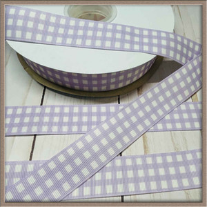 Lavender Gingham Plaid 1" Grosgrain Ribbon By The Yard Picture 1 Lavender Gingham Plaid 1" Grosgrain Ribbon By The Yard Picture 1