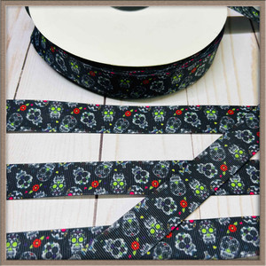 Sugar Skull 7/8" Grosgrain Ribbon By The Yard Picture 1 Sugar Skull 7/8" Grosgrain Ribbon By The Yard Picture 1