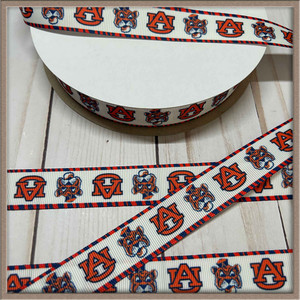 Auburn Football 7/8" Grosgrain Ribbon By The Yard Picture 1