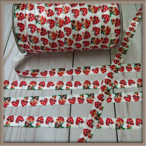 Mushrooms with Polka Dots 5/8" FOE Ribbon Fold Over Elastic Picture 1 Mushrooms with Polka Dots 5/8" FOE Ribbon Fold Over Elastic Picture 1