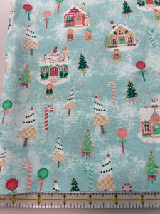 Christmas gingerbread house cotton fabric remnant Christmas gingerbread house cotton fabric remnant
