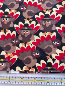 Cute Brown Turkeys Cotton Fabric Remnant Cute Brown Turkeys Cotton Fabric Remnant