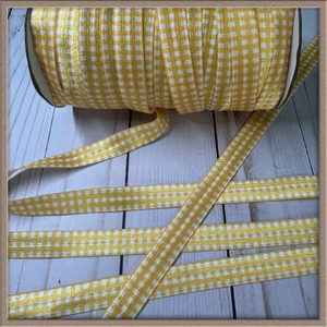 yellow gingham check fold over elastic in frame