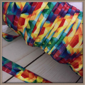 Rainbow Mosaic 5/8" FOE Ribbon Fold Over Elastic By The Yard Picture 0 Rainbow Mosaic 5/8" FOE Ribbon Fold Over Elastic By The Yard Picture 0