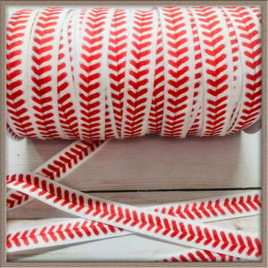 Baseball 5/8" FOE Ribbon Fold Over Elastic By The Yard Picture 0