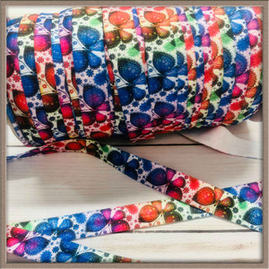 Rainbow Butterfly 5/8" FOE Ribbon Fold Over Elastic By The Yard Picture 0 Rainbow Butterfly 5/8" FOE Ribbon Fold Over Elastic By The Yard Picture 0
