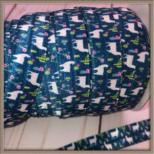 Navy Llama 5/8" FOE Ribbon Fold Over Elastic By The Yard Picture 0 Navy Llama 5/8" FOE Ribbon Fold Over Elastic By The Yard Picture 0