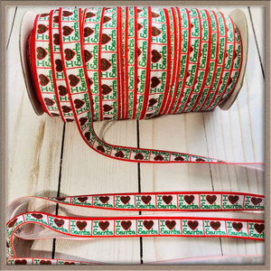 I LOVE SANTA 5/8" FOE Ribbon Fold Over Elastic By The Yard Picture 0 I LOVE SANTA 5/8" FOE Ribbon Fold Over Elastic By The Yard Picture 0