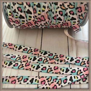 Pastel Leopard 5/8" FOE Ribbon Fold Over Elastic By The Yard Picture 0 Pastel Leopard 5/8" FOE Ribbon Fold Over Elastic By The Yard Picture 0