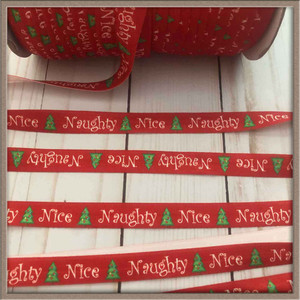 Naughty or Nice 5/8" FOE Ribbon Fold Over Elastic By The Yard Picture 0 Naughty or Nice 5/8" FOE Ribbon Fold Over Elastic By The Yard Picture 0