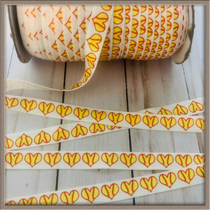 Softball Hearts 5/8" FOE Ribbon Fold Over Elastic By The Yard Picture 0