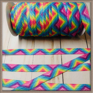 Rainbow Chevron 5/8" FOE Ribbon Fold Over Elastic By The Yard Picture 0 Rainbow Chevron 5/8" FOE Ribbon Fold Over Elastic By The Yard Picture 0