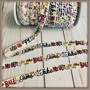 Take Me out to the Ball Game 5/8" FOE Ribbon Fold Over Elastic By The Yard Picture 0