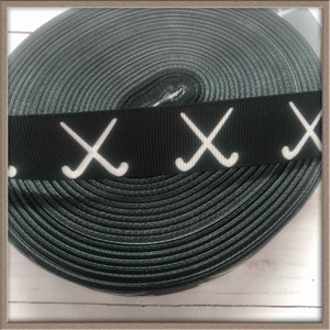 Field Hockey Sticks on Black 7/8" Grosgrain Ribbon By The Yard Picture 0
