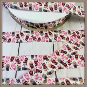Coffee Cups in Pink 1" Grosgrain Ribbon By The Yard Picture 0 Coffee Cups in Pink 1" Grosgrain Ribbon By The Yard Picture 0