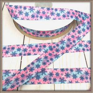 Pink and Purple Snowflakes 1" Grosgrain Ribbon By The Yard Picture 0 Pink and Purple Snowflakes 1" Grosgrain Ribbon By The Yard Picture 0