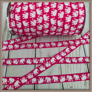 Pink and White Elephant 5/8" FOE Fold Over Elastic By The Yard Picture 0 Pink and White Elephant 5/8" FOE Fold Over Elastic By The Yard Picture 0