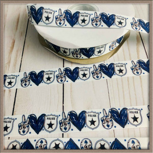Police Love Peace 1" Grosgrain Ribbon By The Yard Picture 0 Police Love Peace 1" Grosgrain Ribbon By The Yard Picture 0