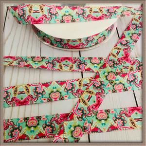 Mint Paisley 1" Grosgrain Ribbon By The Yard Picture 0 Mint Paisley 1" Grosgrain Ribbon By The Yard Picture 0
