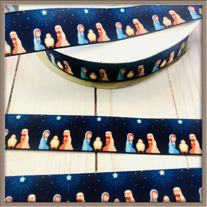Nativity Scene Christmas 1" Grosgrain Ribbon By The Yard Picture 0 Nativity Scene Christmas 1" Grosgrain Ribbon By The Yard Picture 0