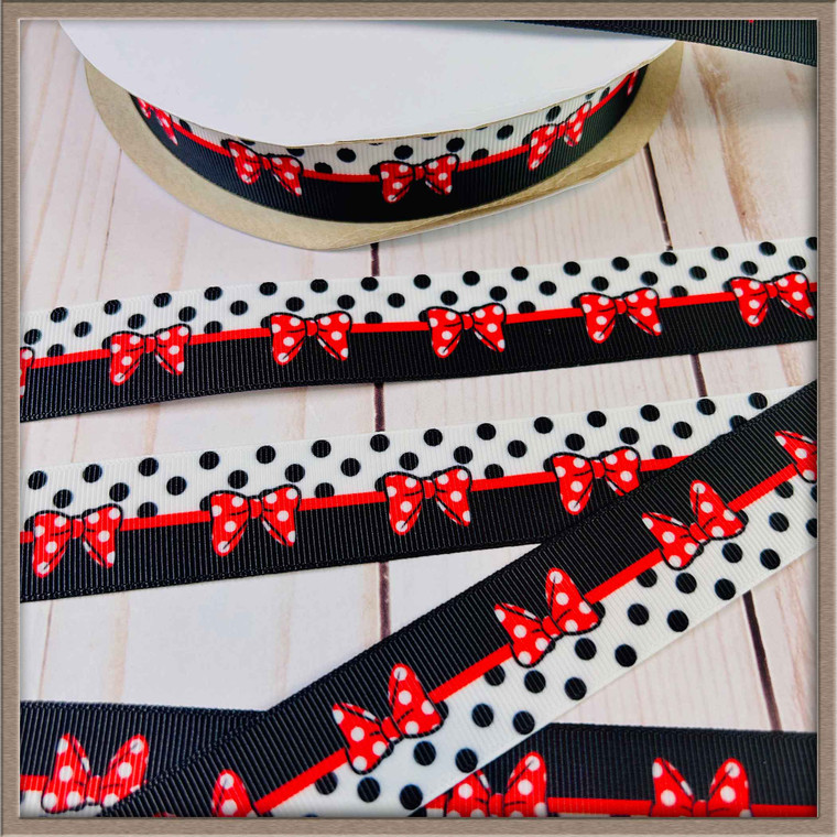 Polka Dot Bow 1" Grosgrain Ribbon By The Yard Picture 0