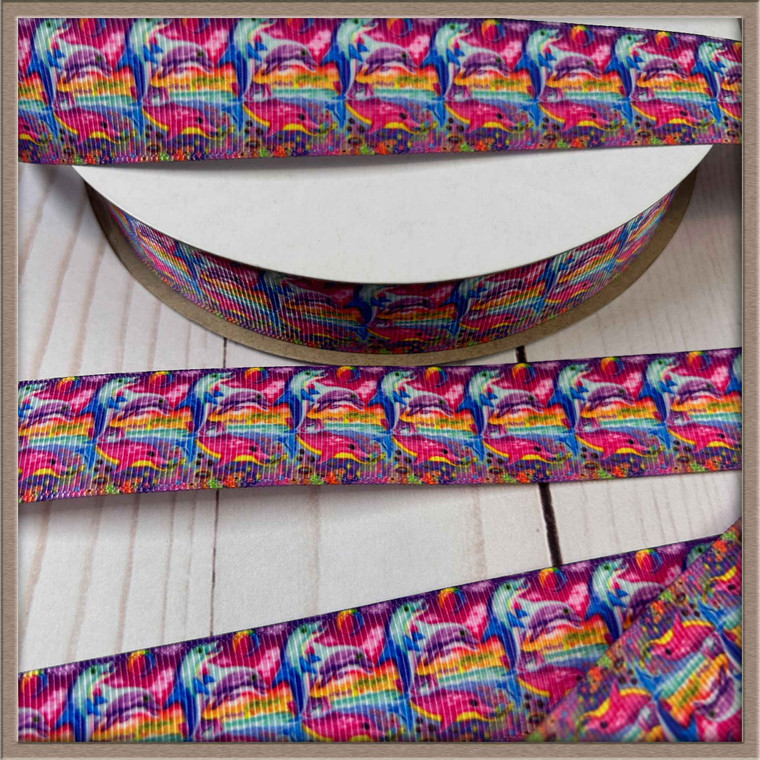 Dolphins 1" Grosgrain Ribbon By The Yard Picture 0