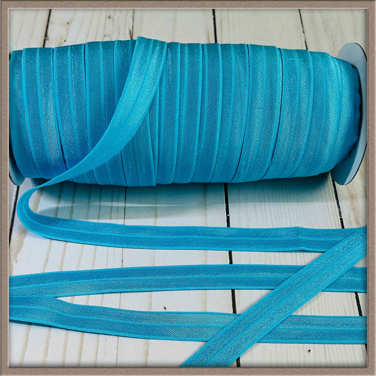 Turquoise 5/8" FOE Ribbon Fold Over Elastic By The Yard Picture 1