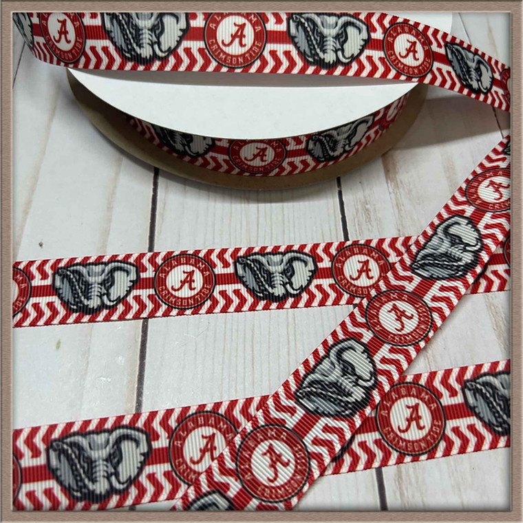 A Bama Elephant 7/8" Grosgrain Ribbon By The Yard Picture 1