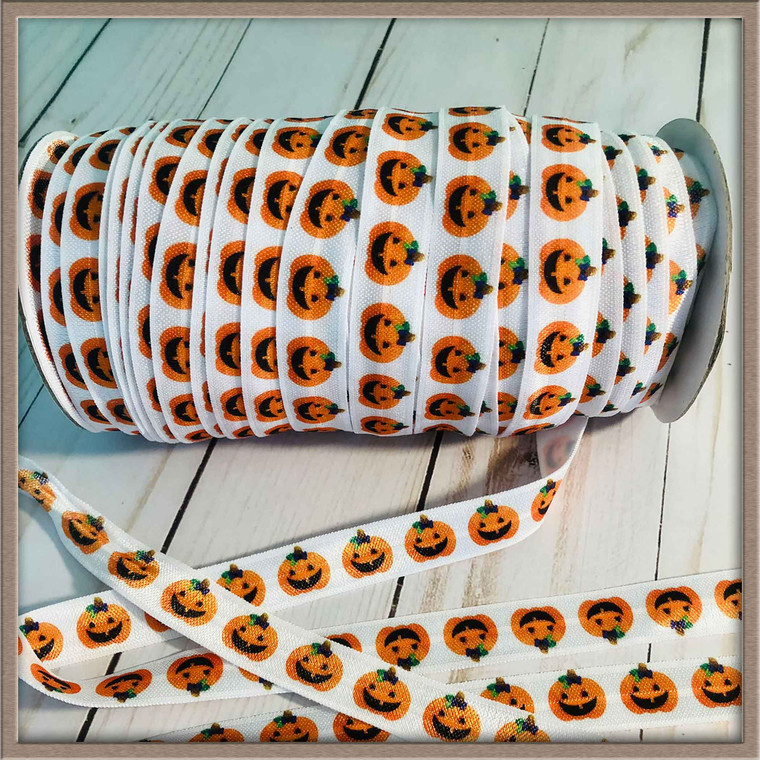 Pumpkins  5/8" FOE Ribbon Fold Over Elastic By The Yard Picture 0