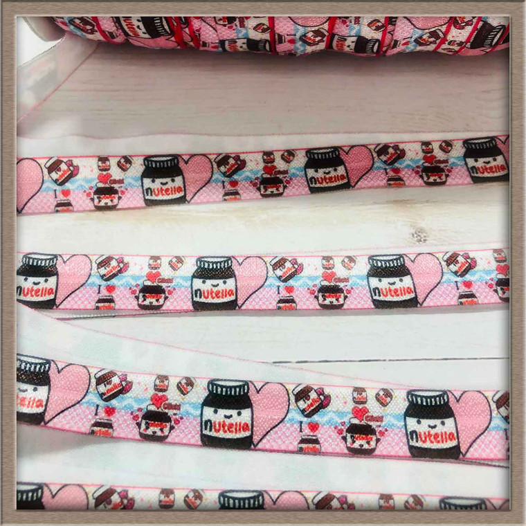 Nutella Jar 5/8" FOE Ribbon Fold Over Elastic By The Yard Picture 0