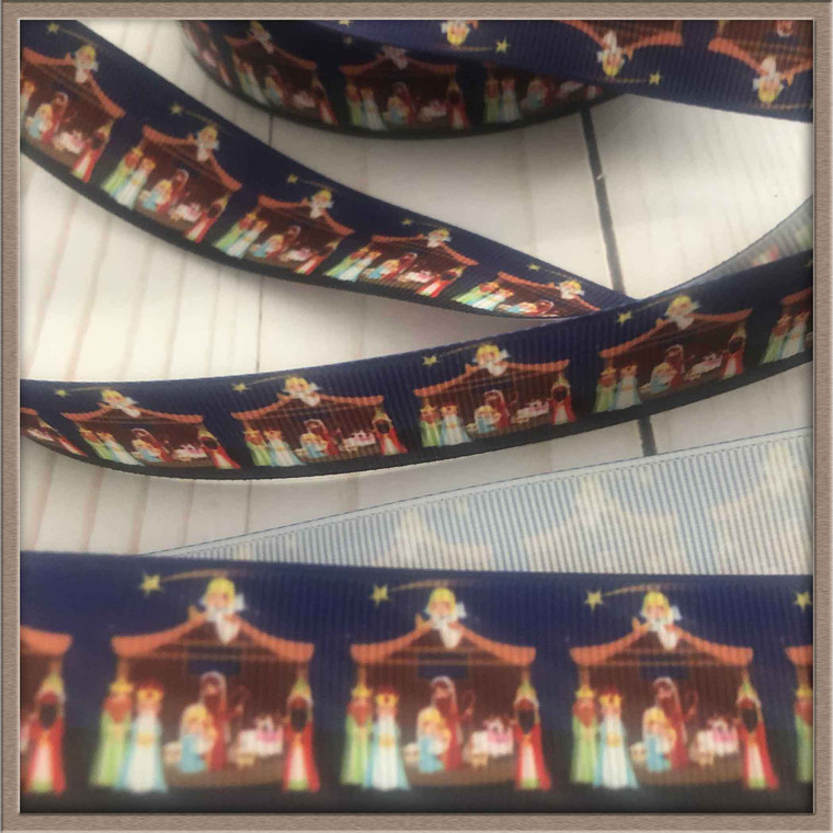 Nativity Christmas 1" Grosgrain Ribbon By The Yard Picture 0