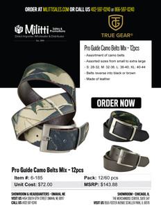 Pro Guide Camo Belts Mix - 12pcs