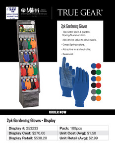 2 Pack Gardening Gloves Display 2 Pack Gardening Gloves Display