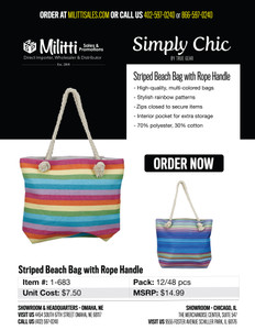 $14.99 Striped Beach Bag with Rope Handle $14.99 Striped Beach Bag with Rope Handle